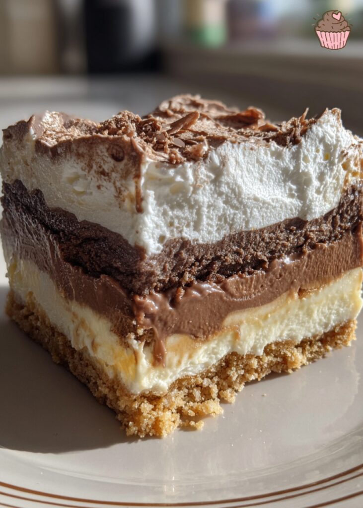 A generous slice of Sex in a Pan Dessert showing all its delicious layers