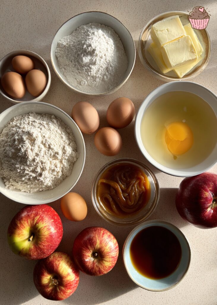 A beautifully baked apple cake, golden brown, cooling on a wire rack.