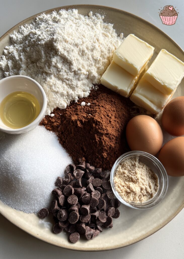 A close-up of a perfectly baked pan of Chocolate Chip Cookie Brownies, showing the distinct layers.