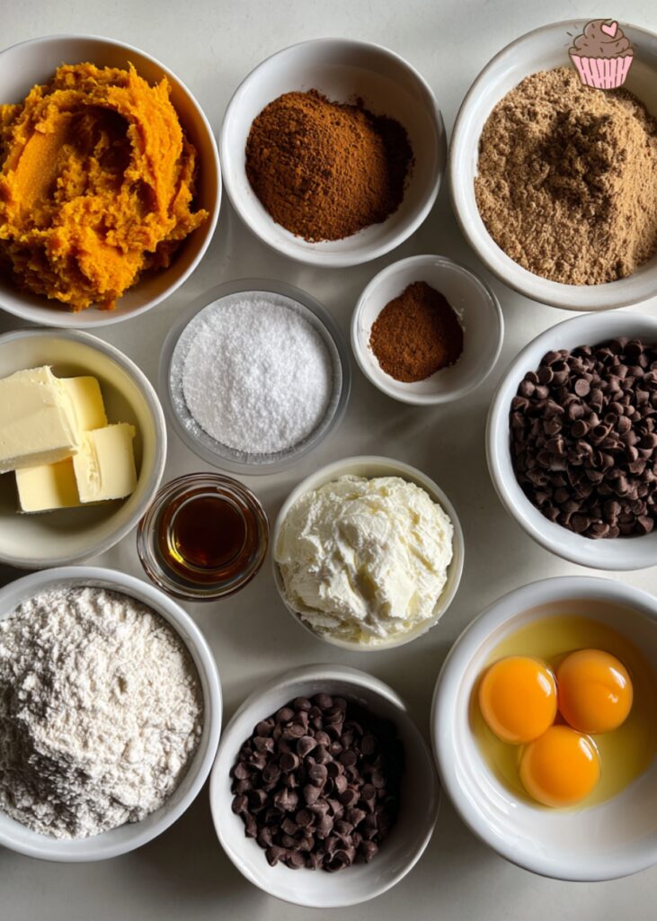 A plate of warm, soft Pumpkin Chocolate Chip Cookies with chocolate chips glistening.