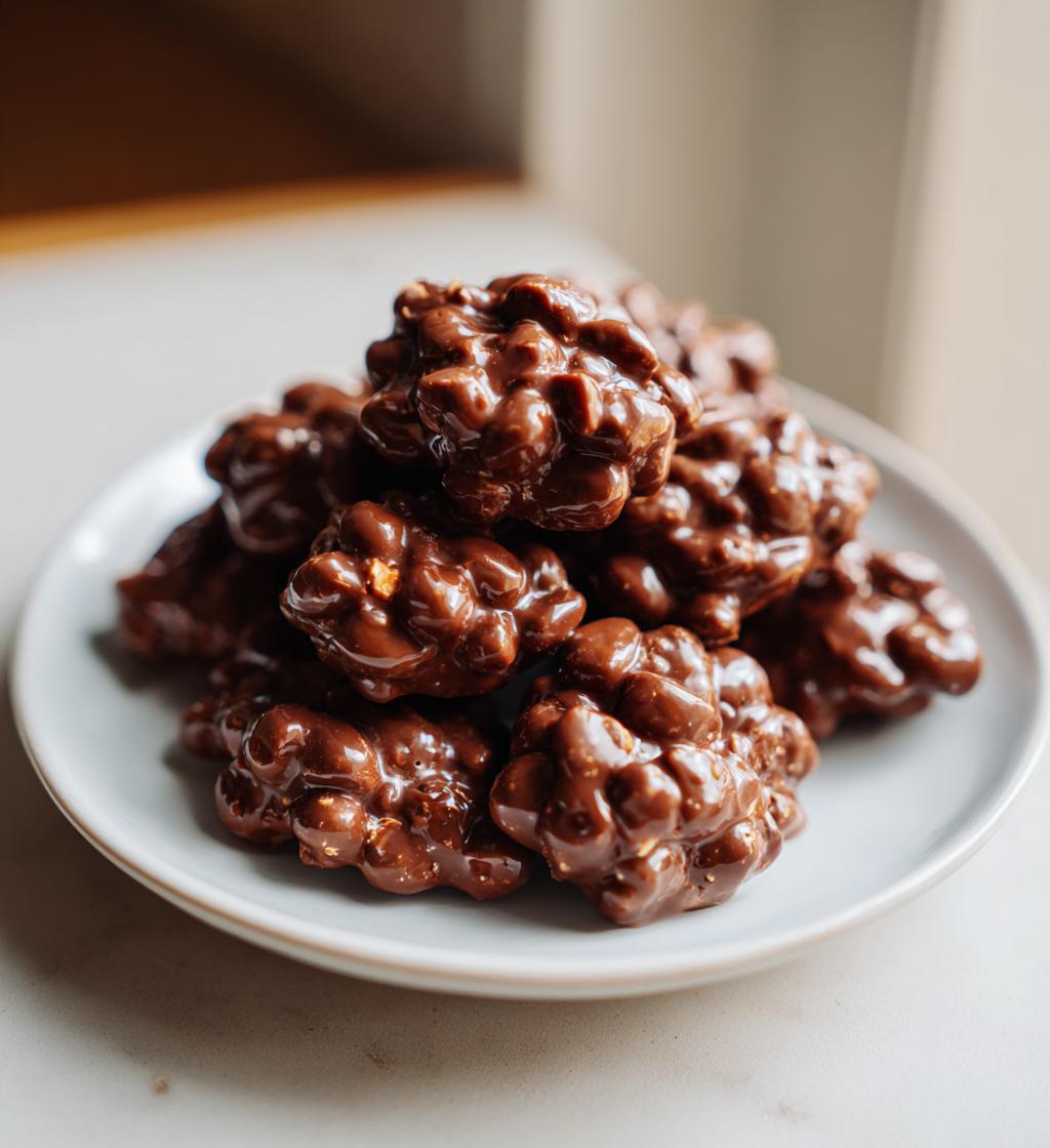 Chocolate Peanut Clusters (set with oil or cocoa butter, no alcohol) - detail 1