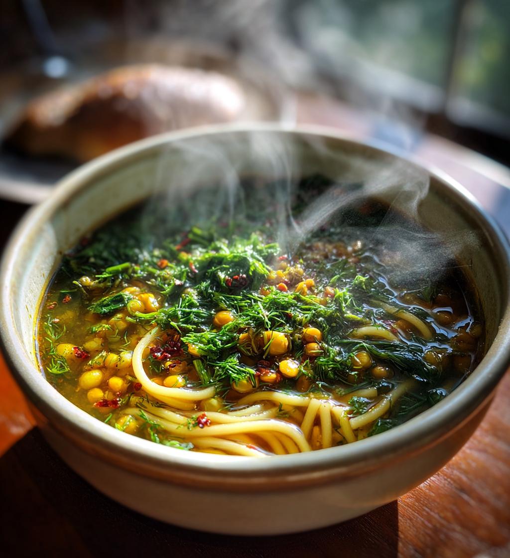 Ash Reshteh (Persian Noodle & Herb Soup) - detail 1