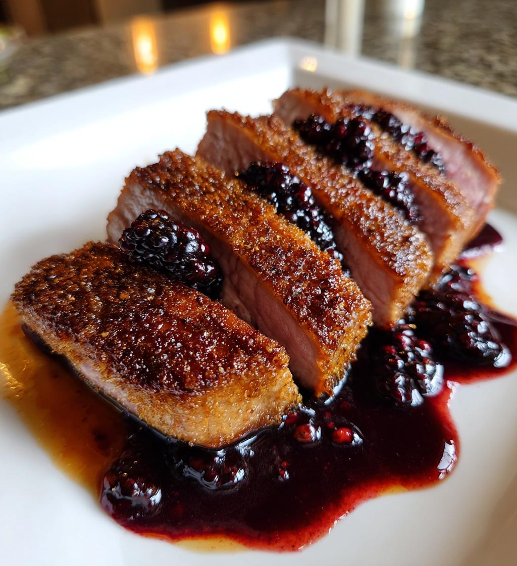 Crispy Skin Duck Breast with Blackberry Sauce - detail 1