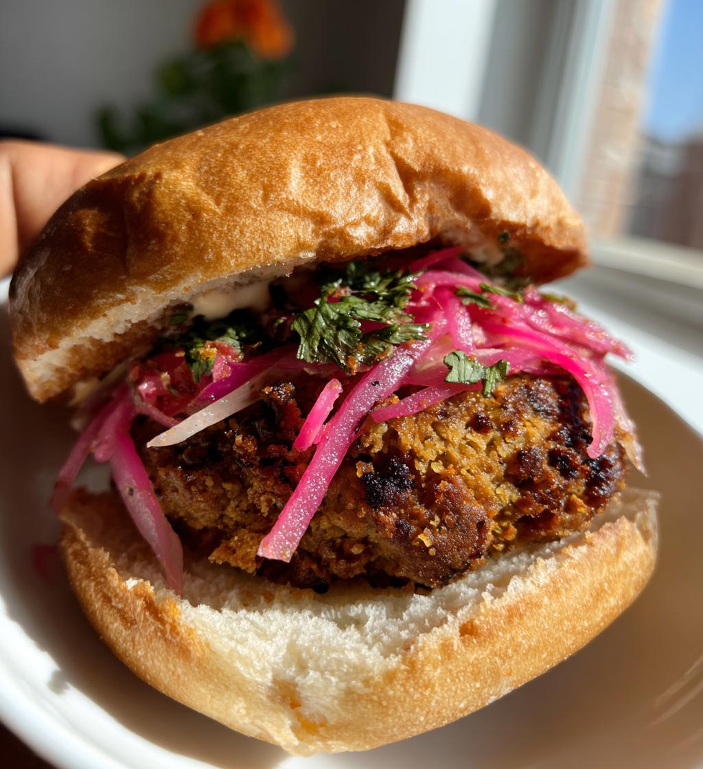 Falafel Burger with Pickled Onions - detail 1
