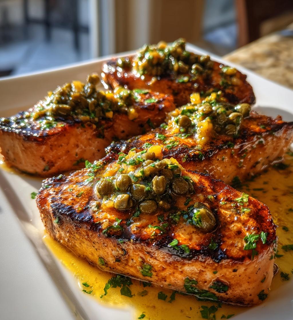 Grilled Swordfish with Lemon Caper Sauce - detail 1