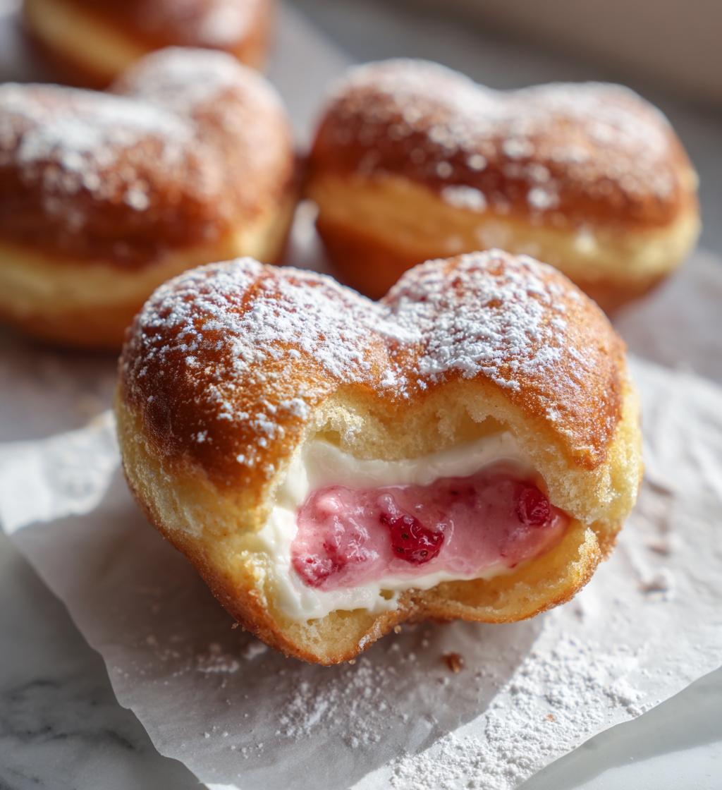 Heart Shaped Strawberry Cheesecake Donuts - detail 1