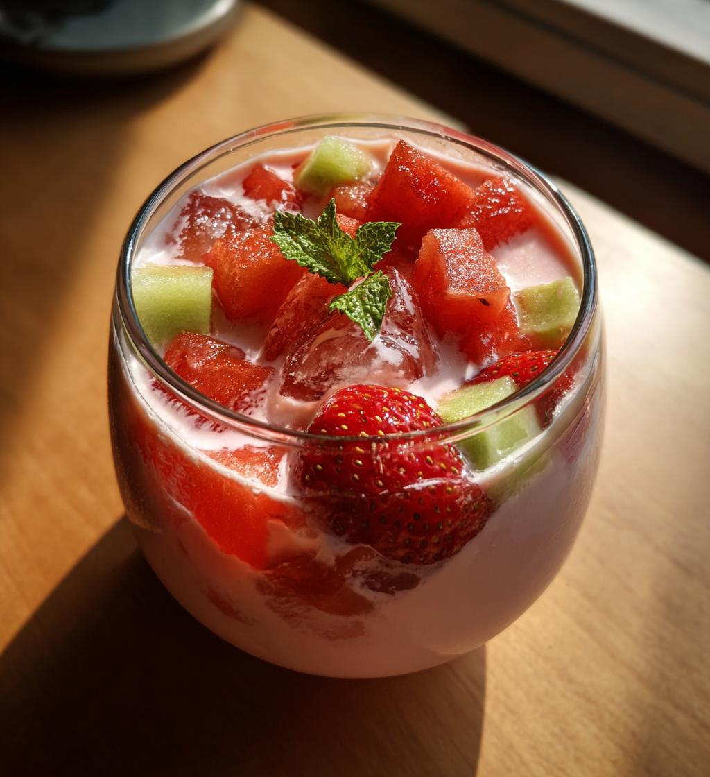 Hwachae (Korean Watermelon & Strawberry Milk Punch) - detail 1