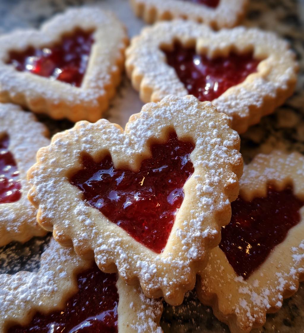 Linzer Strawberry Heart Cookies - detail 1