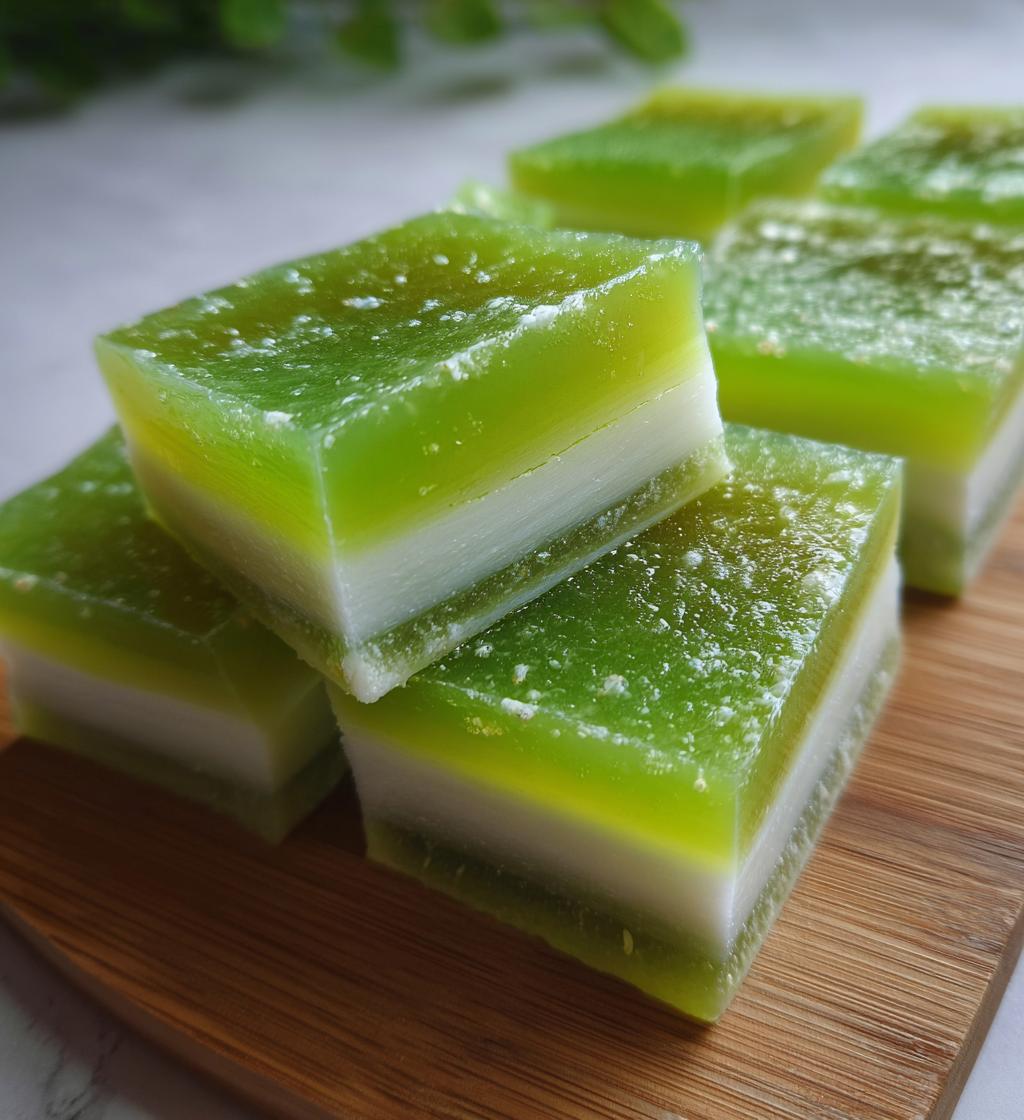 Pandan Coconut Jelly (Layered dessert) - detail 1