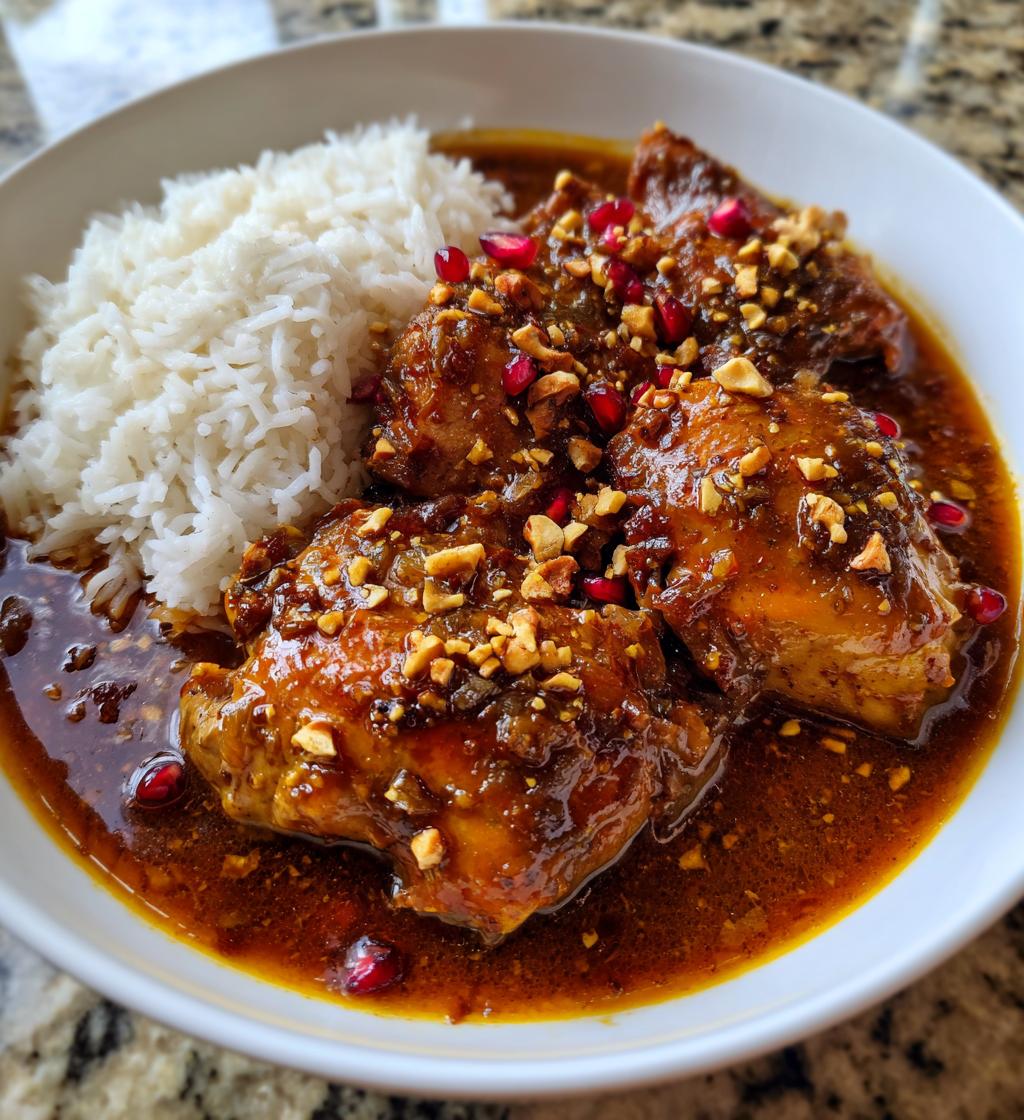 Persian Fesenjan (Walnut Pomegranate Stew with Chicken) - detail 1