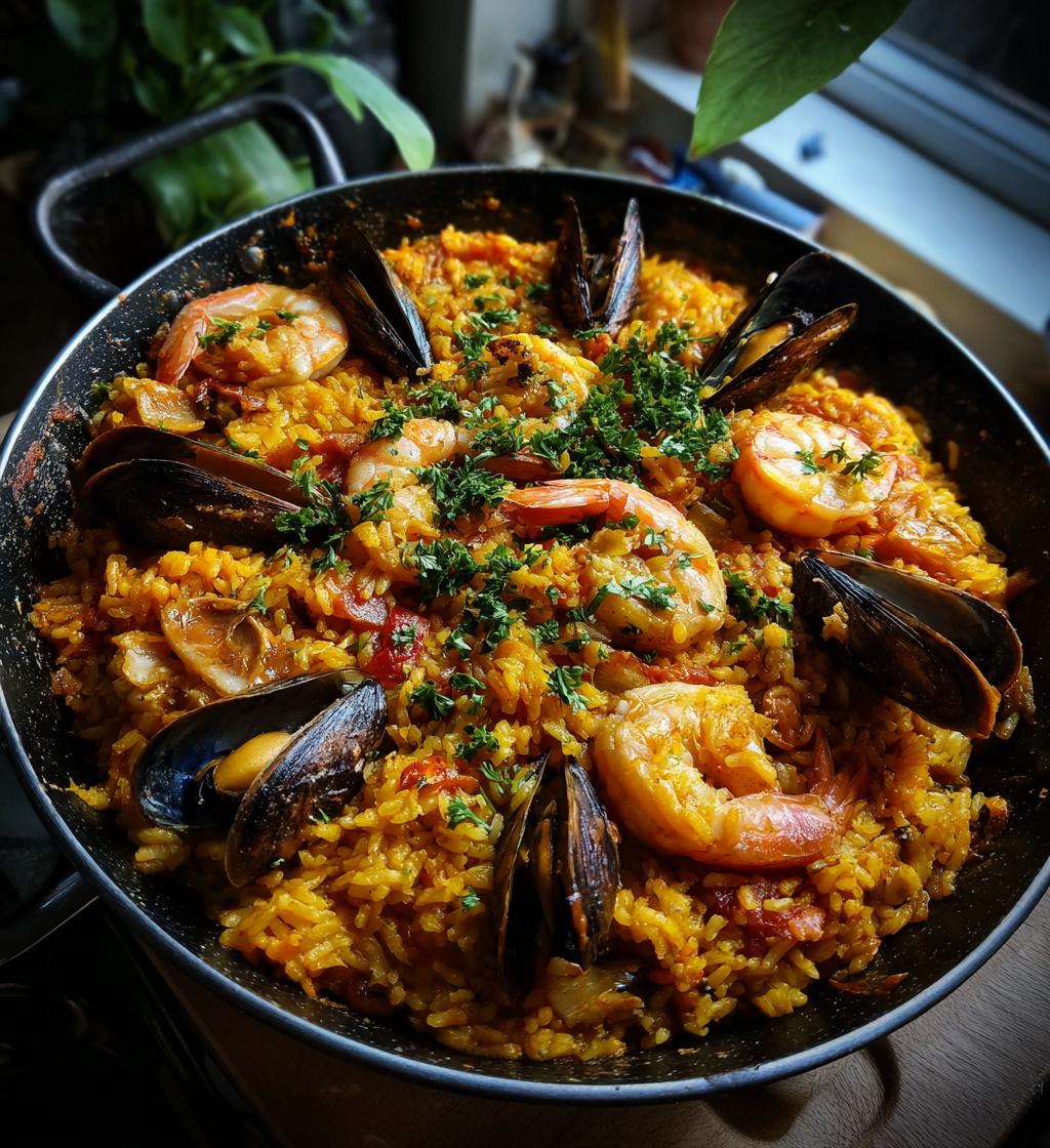 Spanish Seafood Paella (Using chicken/vegetable broth) - detail 1