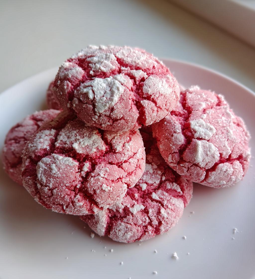 Strawberry Cake Mix Crinkle Cookies - detail 1