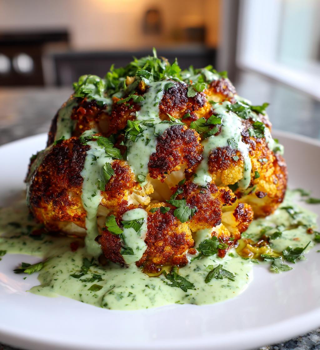 Whole Roasted Cauliflower with Green Tahini - detail 1