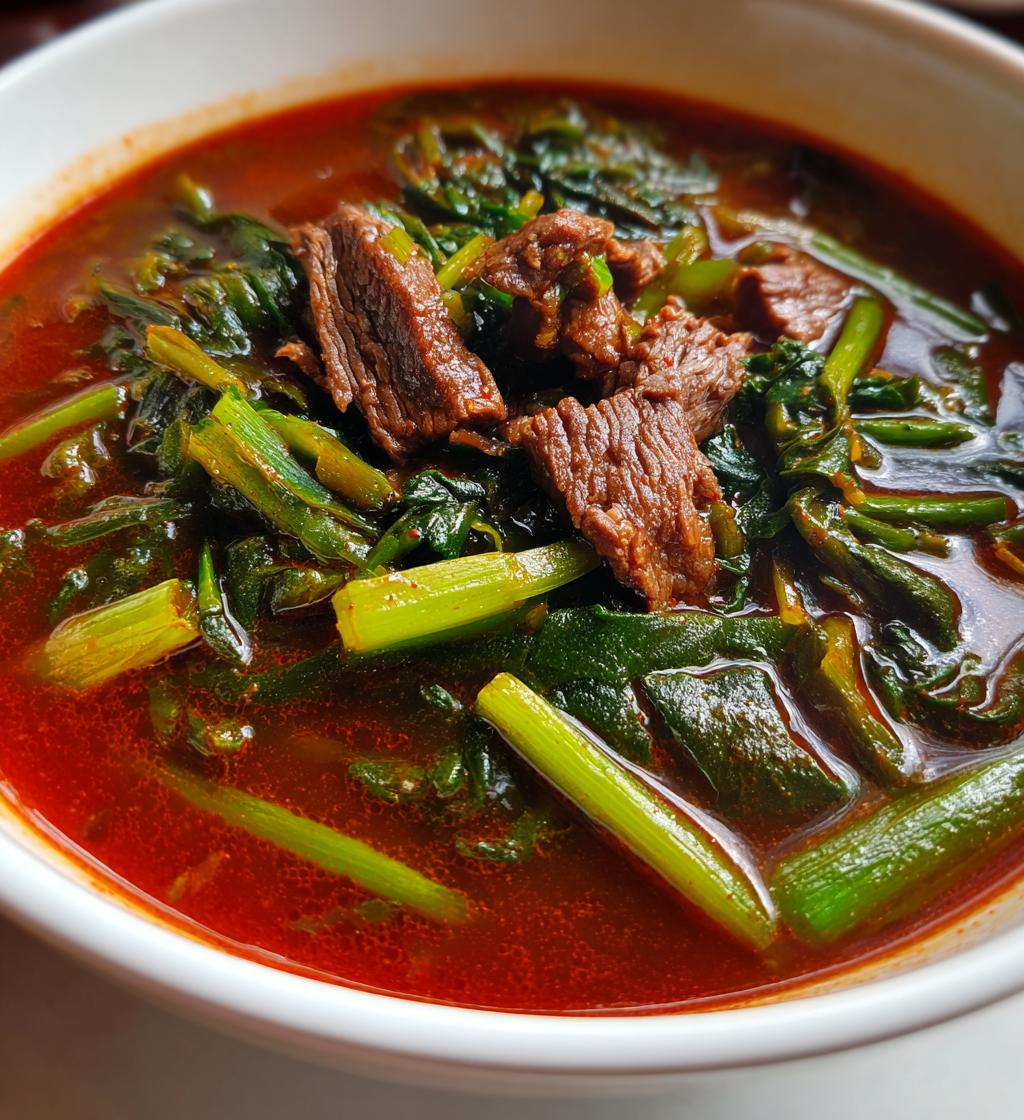 Yukgaejang (Spicy Korean Beef & Scallion Soup) - detail 1